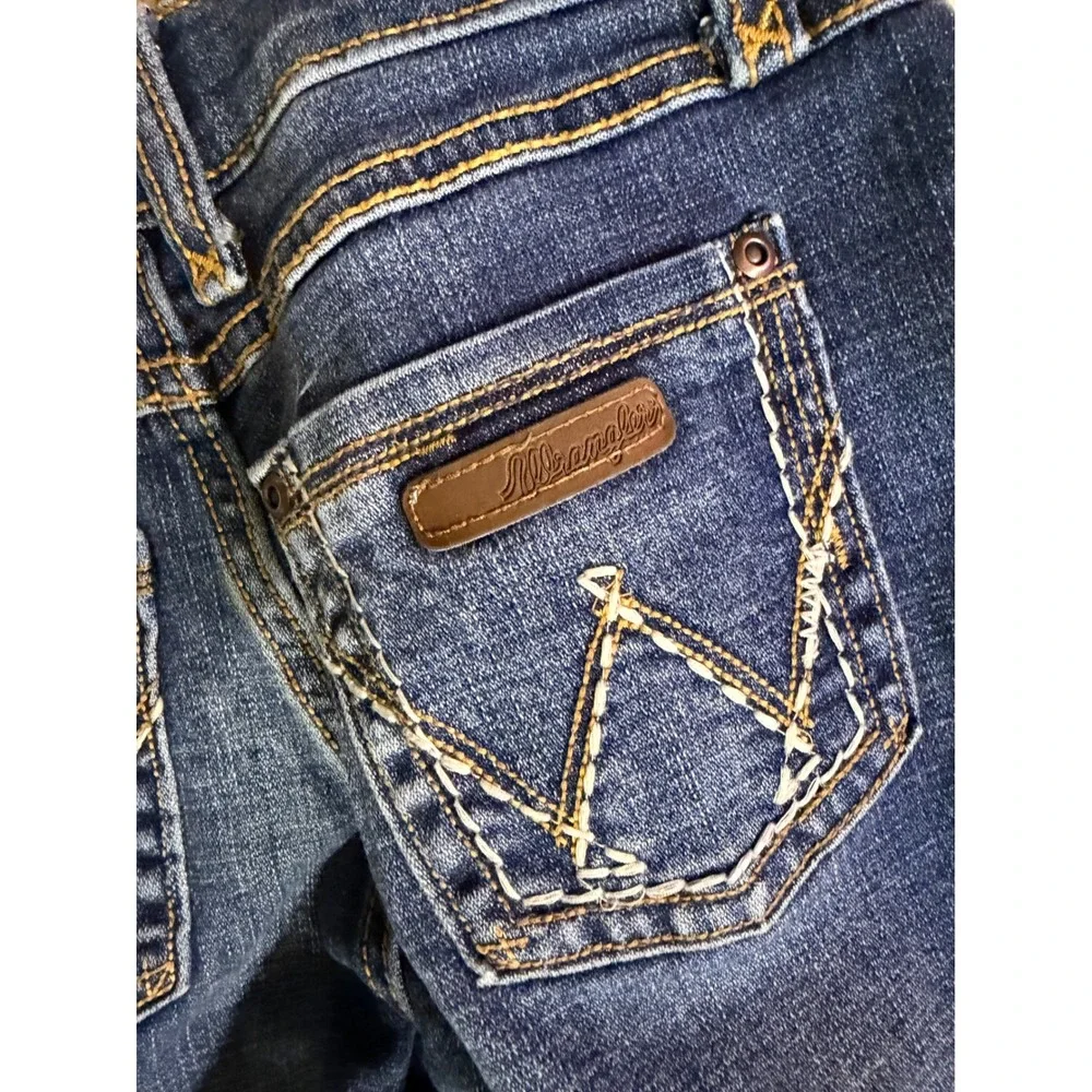 Wrangler Girls Dark Wash Bootcut Jeans Size 12 Regular 1009MWGMS Stretch Denim